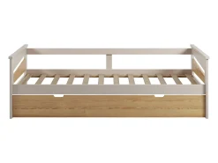 Cama dupla 2 x 90 x 190 cm em MDF cor natural e bege - LURAVO
