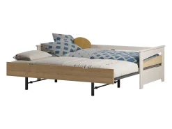 Cama dupla 2 x 90 x 190 cm em MDF cor natural e bege - LURAVO