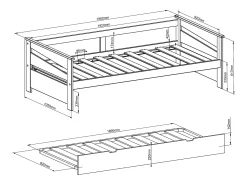 Cama dupla 2 x 90 x 190 cm em MDF cor natural e bege - LURAVO