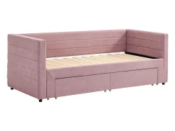 Cama dupla 2 x 80 x 200 cm em tecido texturizado rosa + colchão - CAMITY