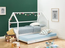 Cama dupla cabana 2 x 90 x 190 cm em madeira de pinho branco - HURRA
