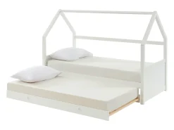 Cama dupla cabana 2 x 90 x 190 cm em madeira de pinho branco - HURRA
