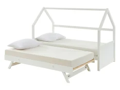 Cama dupla cabana 2 x 90 x 190 cm em madeira de pinho branco - HURRA