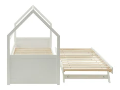 Cama dupla cabana 2 x 90 x 190 cm em madeira de pinho branco - HURRA