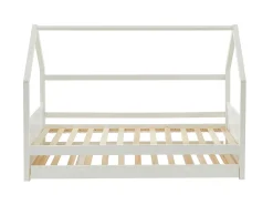 Cama dupla cabana 2 x 90 x 190 cm em madeira de pinho branco com colchão - HURRA