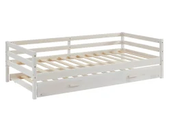 Cama dupla criança 2 x 90 x 190 cm Pinho maciço e MDF esbranquiçado com colchão AEDAN II