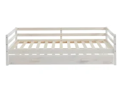 Cama dupla criança 2 x 90 x 190 cm Pinho maciço e MDF esbranquiçado com colchão AEDAN II