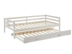 Cama dupla criança 2 x 90 x 190 cm Pinho maciço e MDF esbranquiçado com colchão AEDAN II