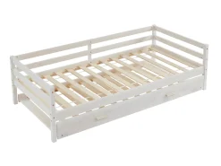 Cama dupla criança 2 x 90 x 190 cm Pinho maciço e MDF esbranquiçado com colchão AEDAN II
