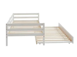 Cama dupla criança 2 x 90 x 190 cm Pinho maciço e MDF esbranquiçado com colchão AEDAN II