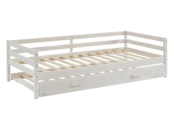 Cama dupla de criança 2 x 90 x 190 cm Pinho maciço e MDF esbranquiçado AEDAN II