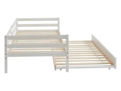 Cama dupla de criança 2 x 90 x 190 cm Pinho maciço e MDF esbranquiçado AEDAN II