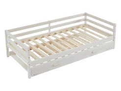Cama dupla de criança 2 x 90 x 190 cm Pinho maciço e MDF esbranquiçado AEDAN II