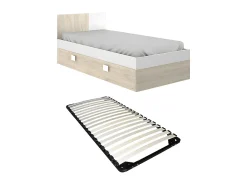 Cama dupla de criança 2x90x190 cm cor natural e branco com sommier - SONIA