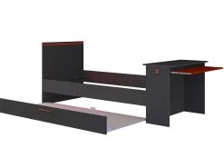 Cama dupla gamer 2 x 90 x 200 cm secretária e LEDs antracite e vermelho + sommier VOUANI