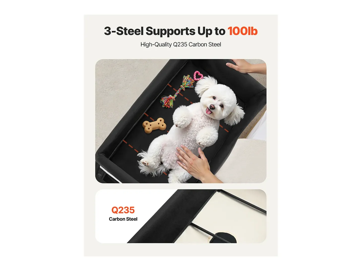 Cama Elevada SucceBuy para Cães Gatos, Cama de Acampamento para Animais de Estimação Dobrável, Cama para Cães de Tecido Oxford 600D e Veludo Holandês
