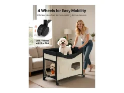 Cama Elevada SucceBuy para Cães Gatos, Cama de Acampamento para Animais de Estimação Dobrável, Cama para Cães de Tecido Oxford 600D e Veludo Holandês