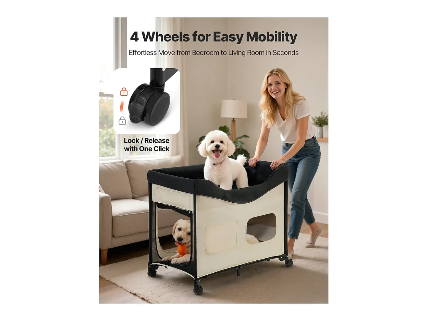 Cama Elevada SucceBuy para Cães Gatos, Cama de Acampamento para Animais de Estimação Dobrável, Cama para Cães de Tecido Oxford 600D e Veludo Holandês