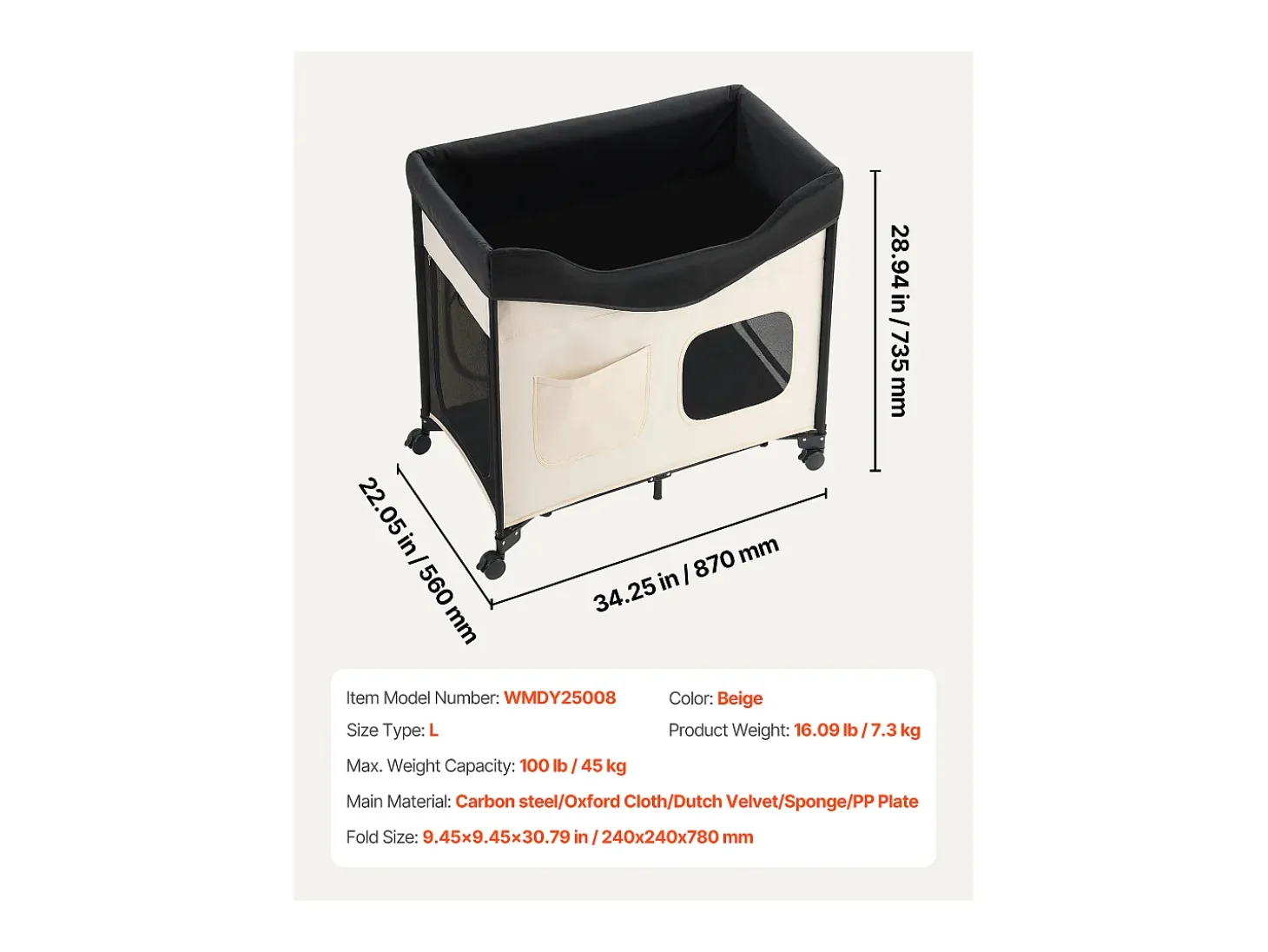 Cama Elevada SucceBuy para Cães Gatos, Cama de Acampamento para Animais de Estimação Dobrável, Cama para Cães de Tecido Oxford 600D e Veludo Holandês