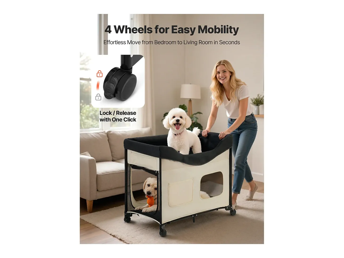 Cama Elevada SucceBuy para Cães Gatos, Cama de Acampamento para Animais de Estimação Dobrável, Cama para Cães de Tecido Oxford 600D e Veludo Holandês