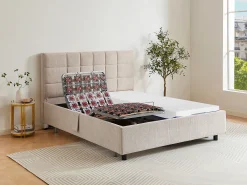 Cama elétrica articulada decorativa sommier colchão memória forma 2x70x190 cm bege EREGA