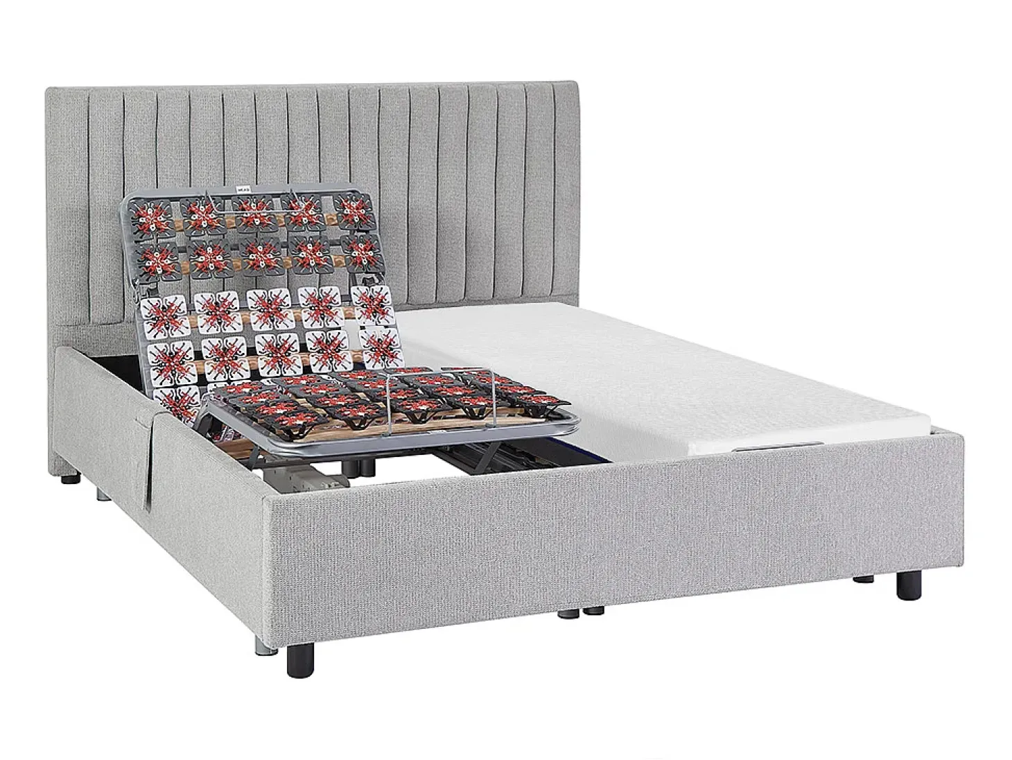 Cama elétrica articulada decorativa sommier colchão memória forma 2x70x190 cm cinza SASORA