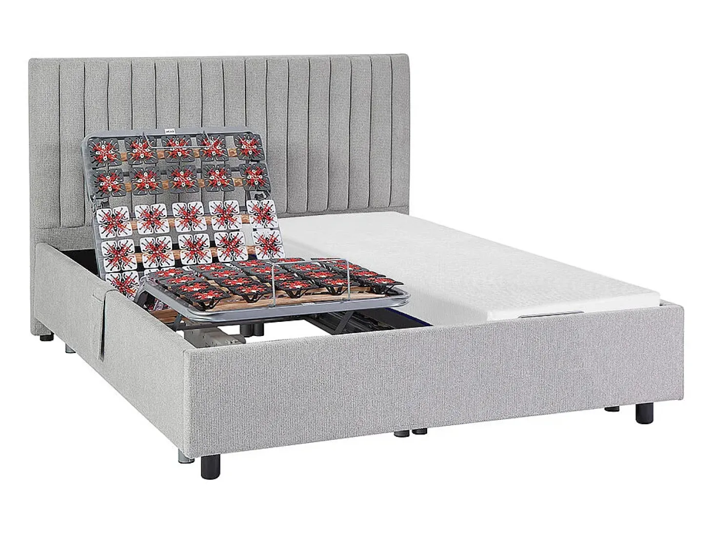 Cama elétrica articulada decorativa sommier colchão memória forma 2x70x190 cm cinza SASORA