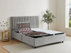 Cama elétrica articulada decorativa sommier colchão molas 5 zon. 2x70x190cm cinza ANTALISA