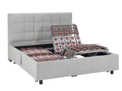 Cama elétrica articulada decorativa sommier colchão látex 2x70x190 cm tecido cinza JOFAR