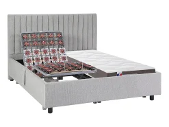 Cama elétrica articulada decorativa sommier colchão látex 2x80x200 cm tecido cinza TIARI