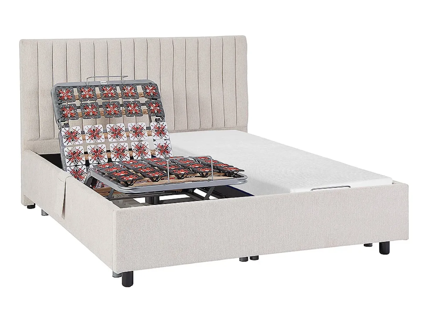 Cama elétrica articulada decorativa sommier colchão memória forma 2x80x200 cm bege SASORA