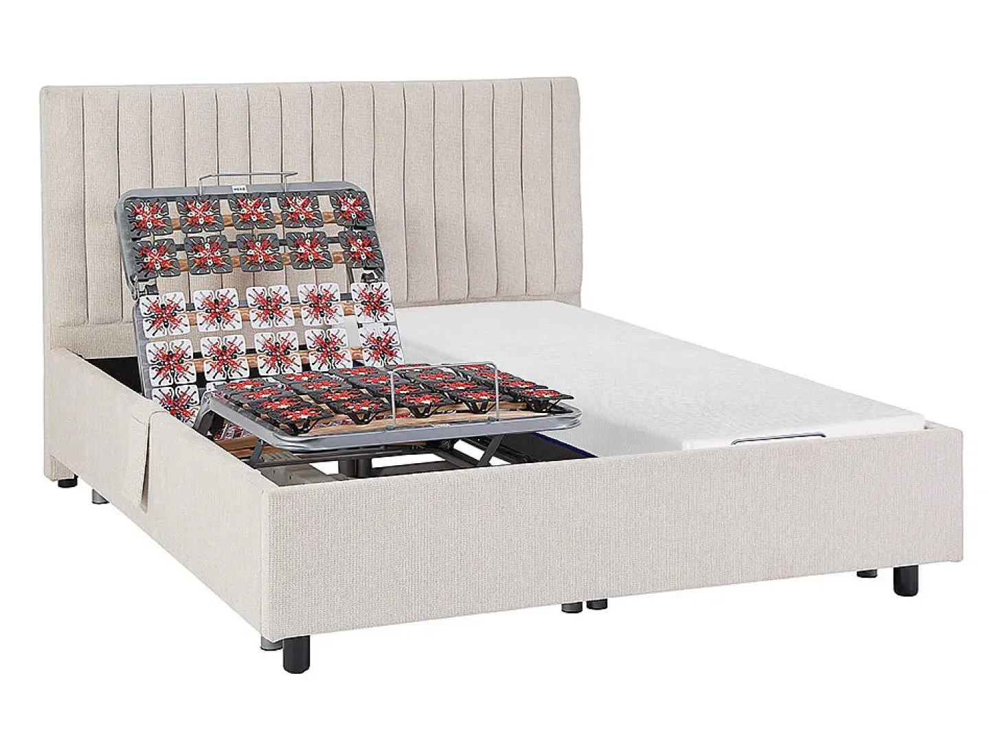 Cama elétrica articulada decorativa sommier colchão memória forma 2x80x200 cm bege SASORA