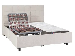 Cama elétrica articulada decorativa sommier colchão látex 2x70x190 cm tecido bege JOFAR