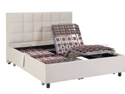 Cama elétrica articulada decorativa sommier colchão látex 2x70x190 cm tecido bege JOFAR