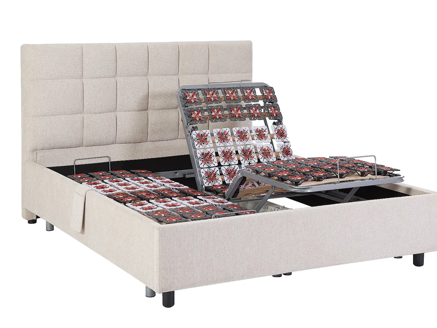 Cama elétrica articulada decorativa sommier colchão látex 2x70x190 cm tecido bege JOFAR