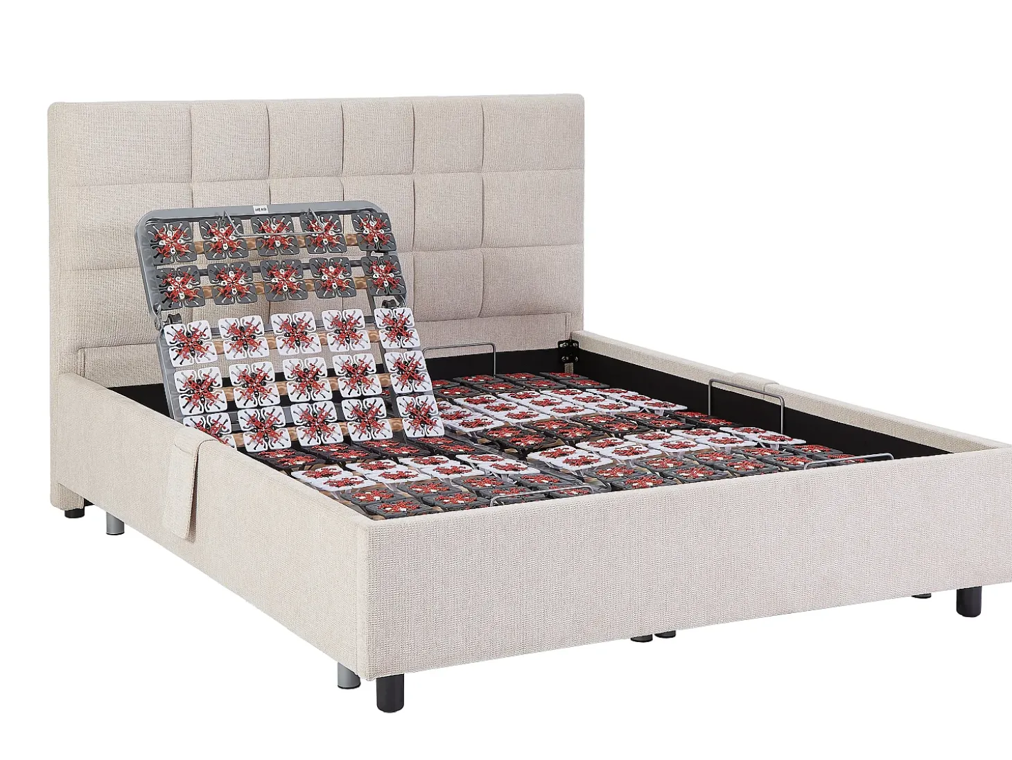 Cama elétrica articulada decorativa sommier colchão látex 2x70x190 cm tecido bege JOFAR
