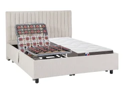 Cama elétrica articulada decorativa sommier colchão látex 2x80x200 cm tecido bege TIARI