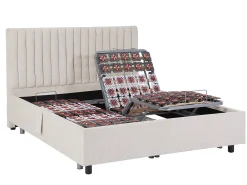 Cama elétrica articulada decorativa sommier colchão látex 2x80x200 cm tecido bege TIARI