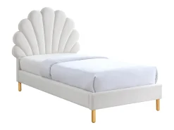 Cama em forma de concha 90 x 190 cm em veludo bege - MOANA