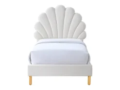 Cama em forma de concha 90 x 190 cm em veludo bege - MOANA