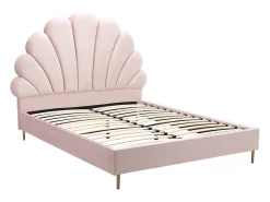 Cama em formato de concha, 140 x 190 cm, em veludo rosa - LIVAYA