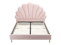 Cama em formato de concha, 140 x 190 cm, em veludo rosa - LIVAYA