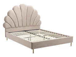 Cama em formato de concha, 140 x 190 cm, em veludo bege - LIVAYA