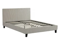 Cama em Veludo Cotelê "Ambre" - 160 x 200 - Bege, Design Sofisticado e Confortável para um Quarto Elegante