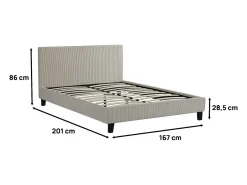 Cama em Veludo Cotelê "Ambre" - 160 x 200 - Bege, Design Sofisticado e Confortável para um Quarto Elegante