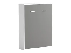 Cama embutida retrátil vertical 160 x 200 cm cinza e branca com colchão - MALINA II