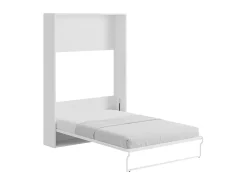 Cama embutida vertical de 140 x 200 cm branca com colchão - MALINA II