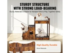 Cama Empilhada Rústica SucceBuy para Mascotes, Marrom, Perna de Janela para Cachorro/Gato, Interior com Escadas