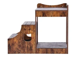 Cama Empilhada Rústica SucceBuy para Mascotes, Marrom, Perna de Janela para Cachorro/Gato, Interior com Escadas