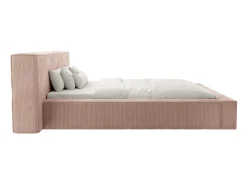 Cama espaço arrumação 180x200 cm veludo canelado cor-de-rosa + colchão - TIMANO